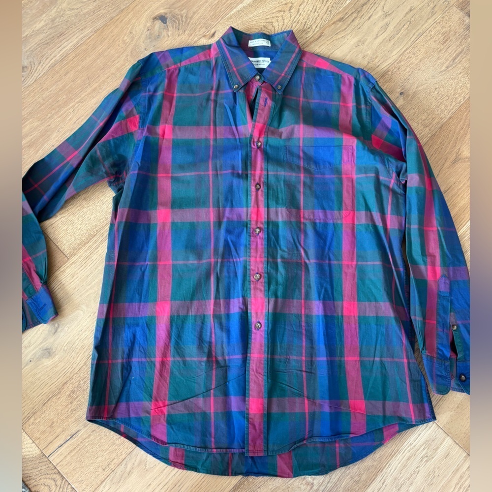 Vintage Abercrombie and Fitch plaid button down polo mens medium
